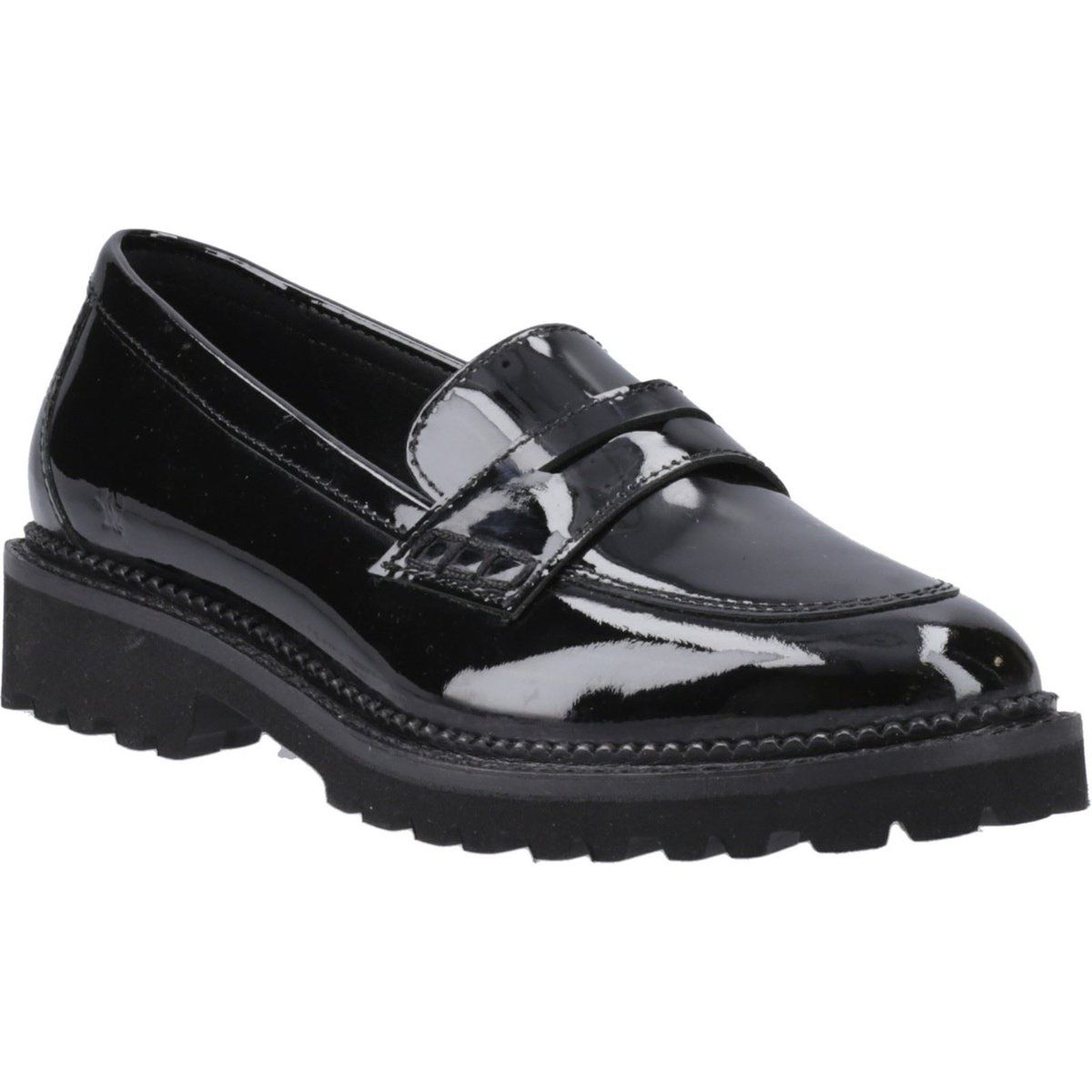 Polierte Lackleder-Loafer mit Plateausohle