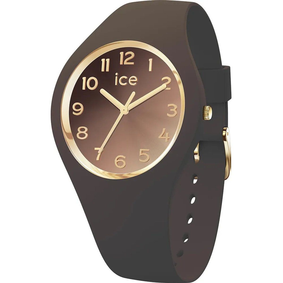 Minimalistische Silikonuhr mit Goldakzenten