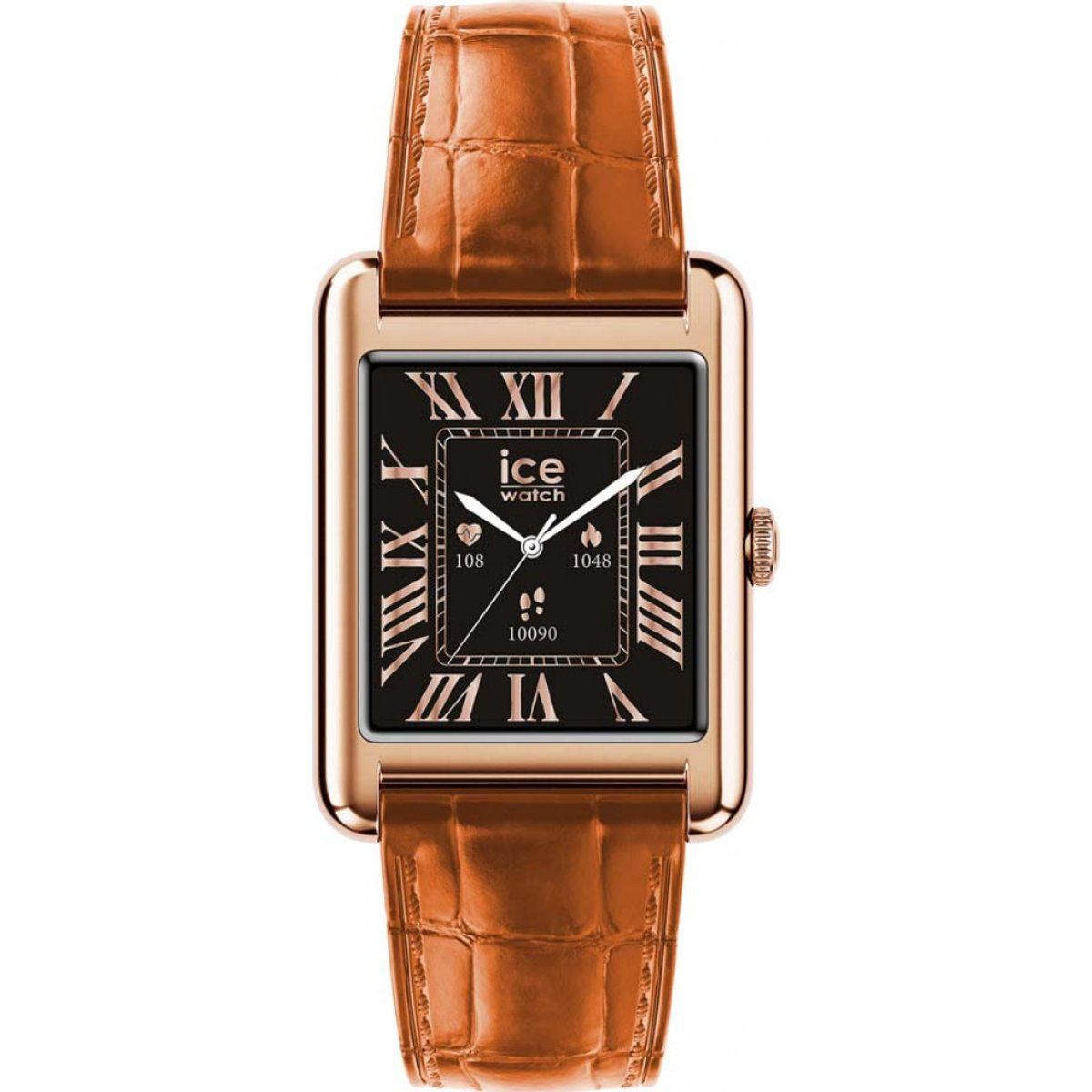 Klassische rechteckige Smartwatch mit Lederarmband