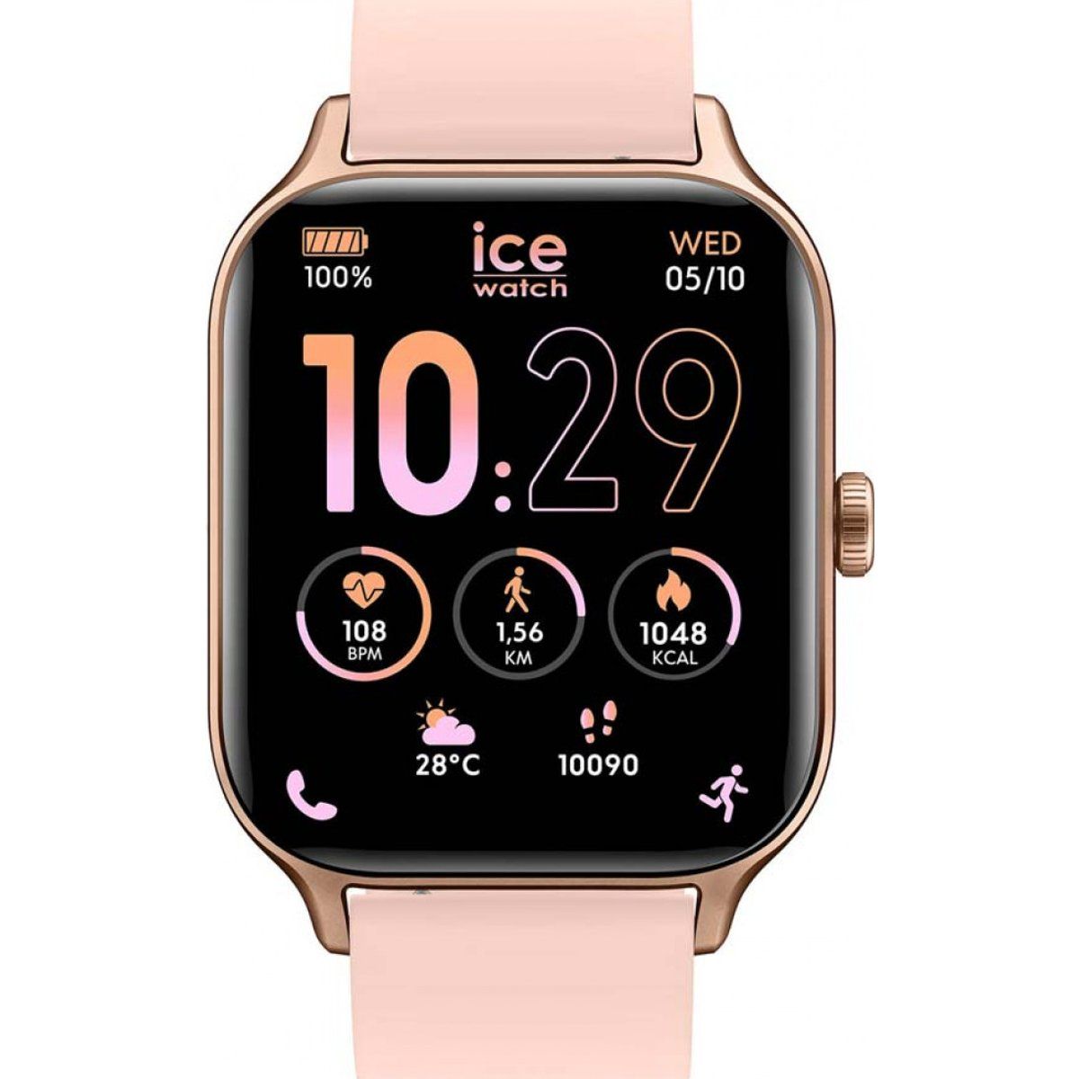 Rechteckige Fitness-Smartwatch mit Silikonarmband