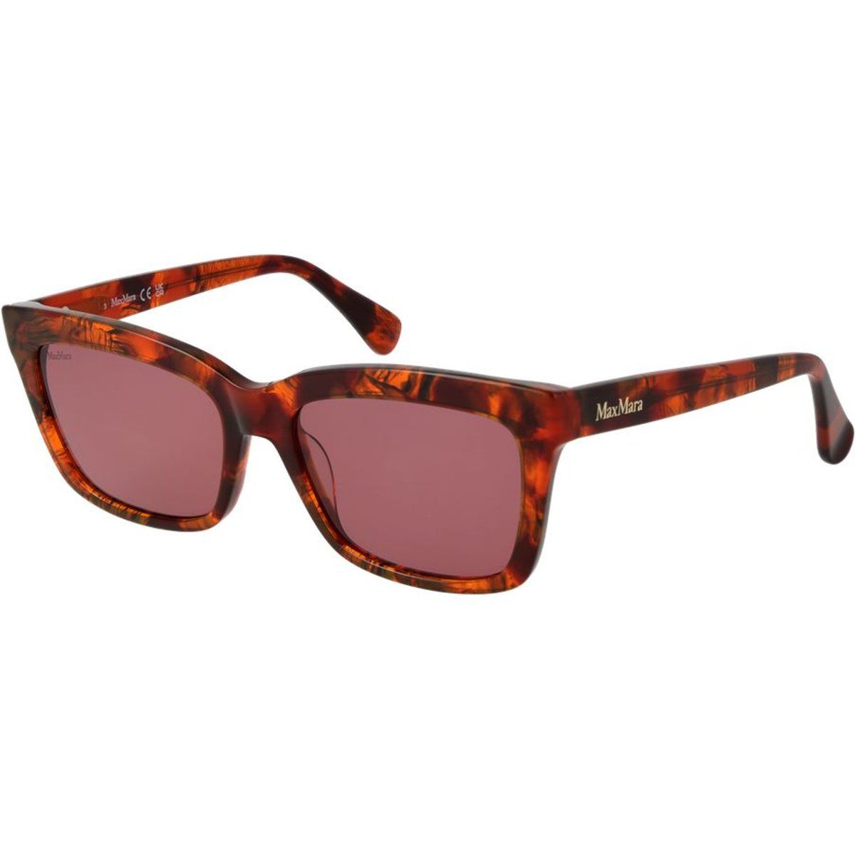 Rechteckige Sonnenbrille in Schildpatt-Optik