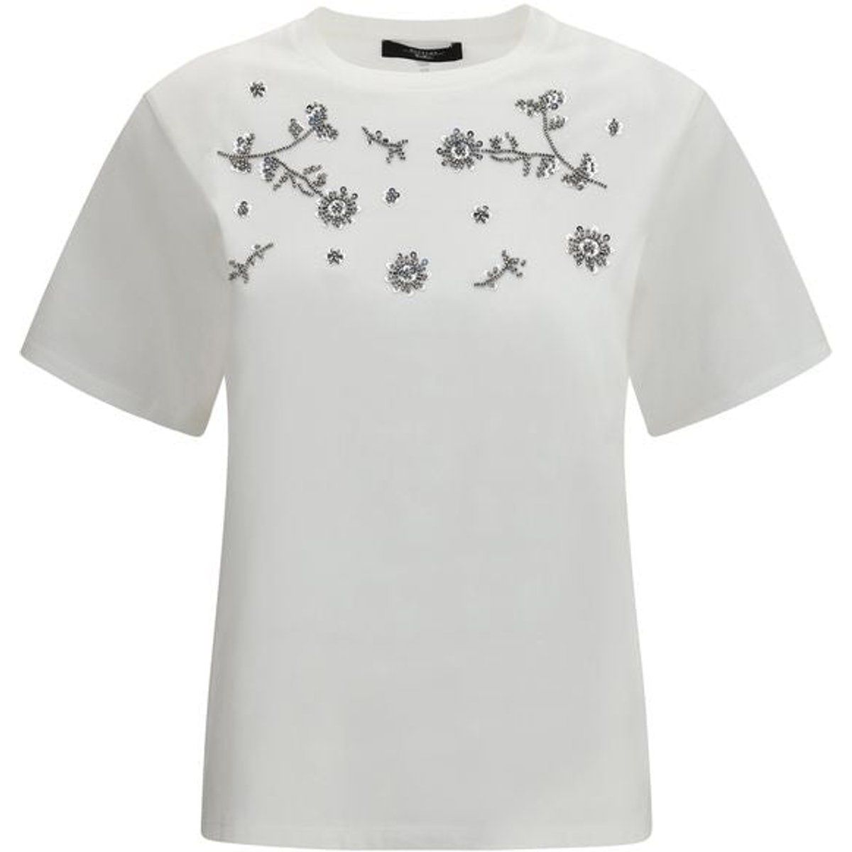 Verziertes Baumwoll-T-Shirt mit Stickerei