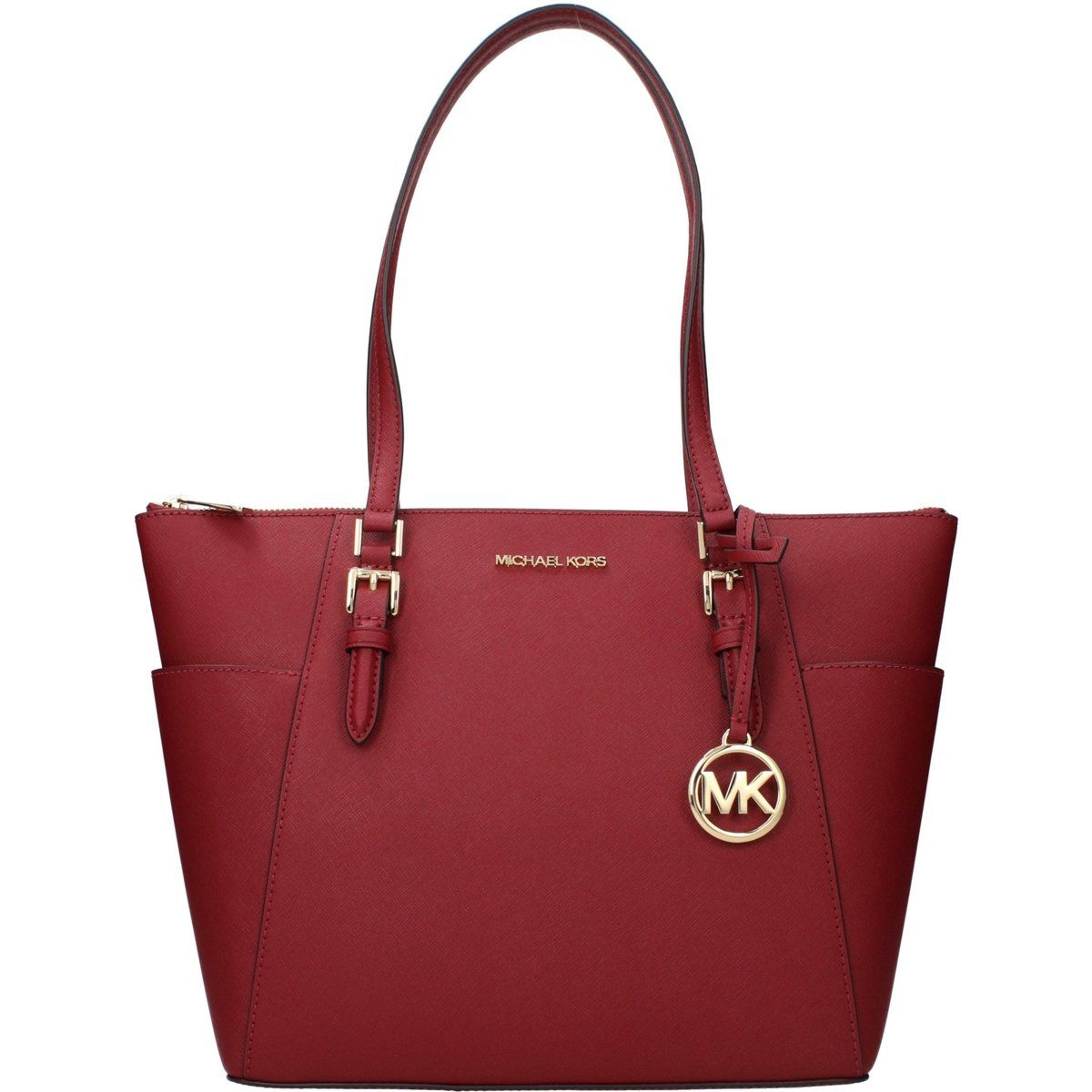 Saffiano-Leder-Tote mit Logo-Anhänger