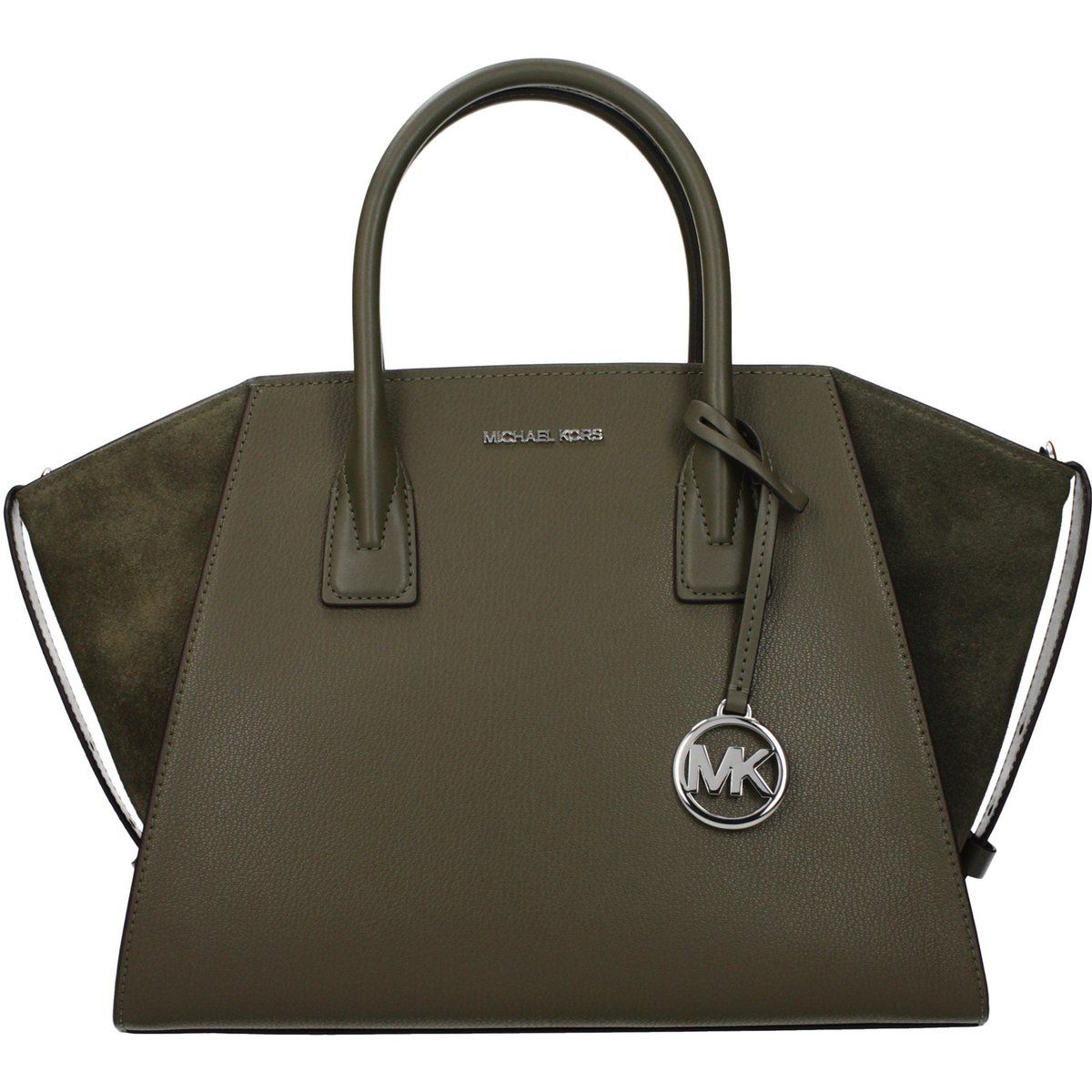 Trapez-Henkeltasche mit Wildleder-Einsätzen