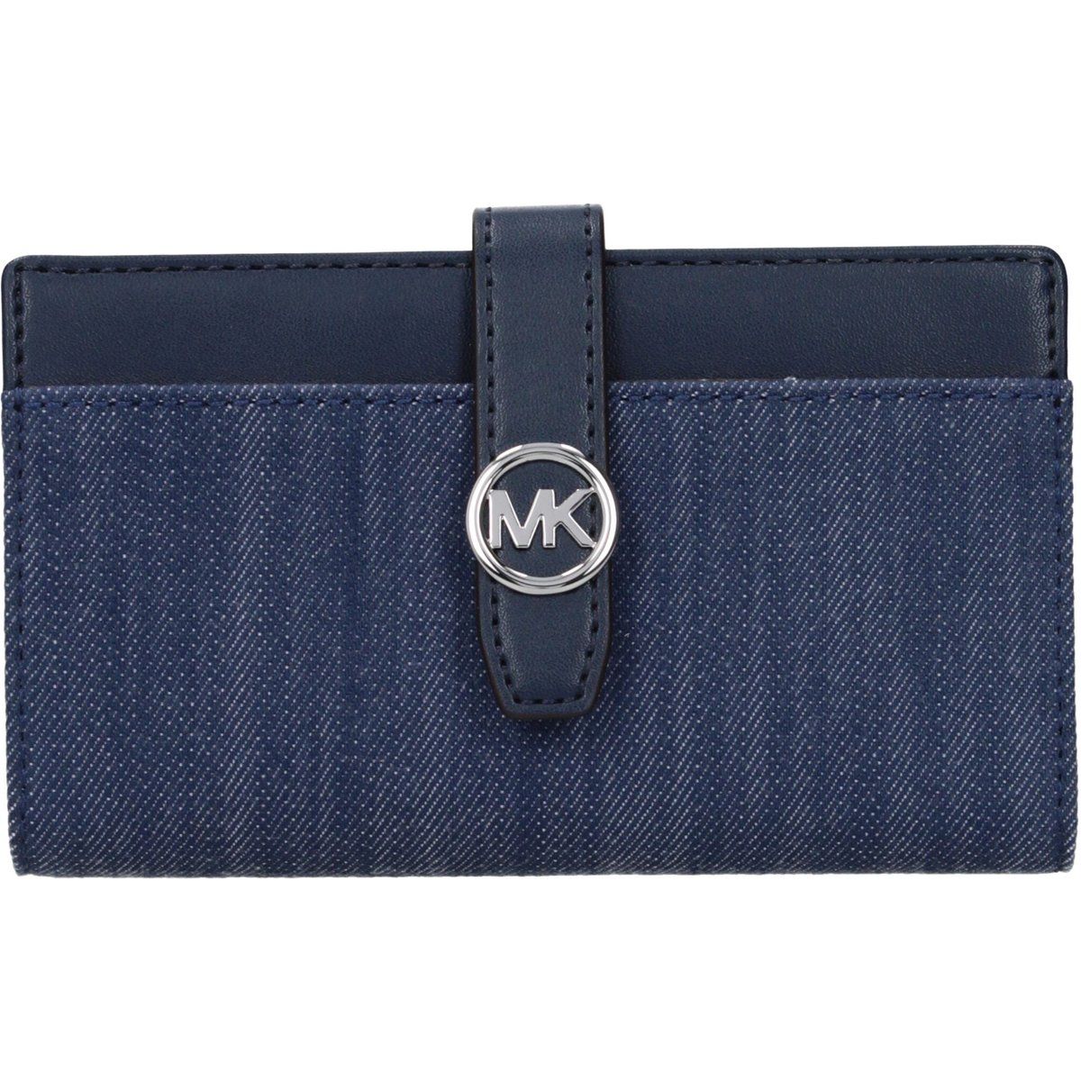Denim-Geldbörse mit Logo-Emblem