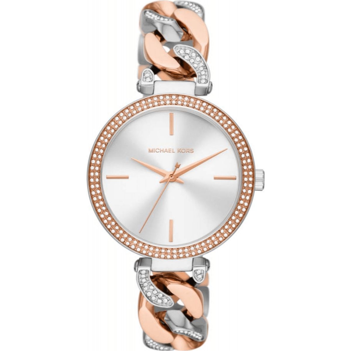 Catelyn Gliederketten-Armbanduhr mit Kristallbesatz