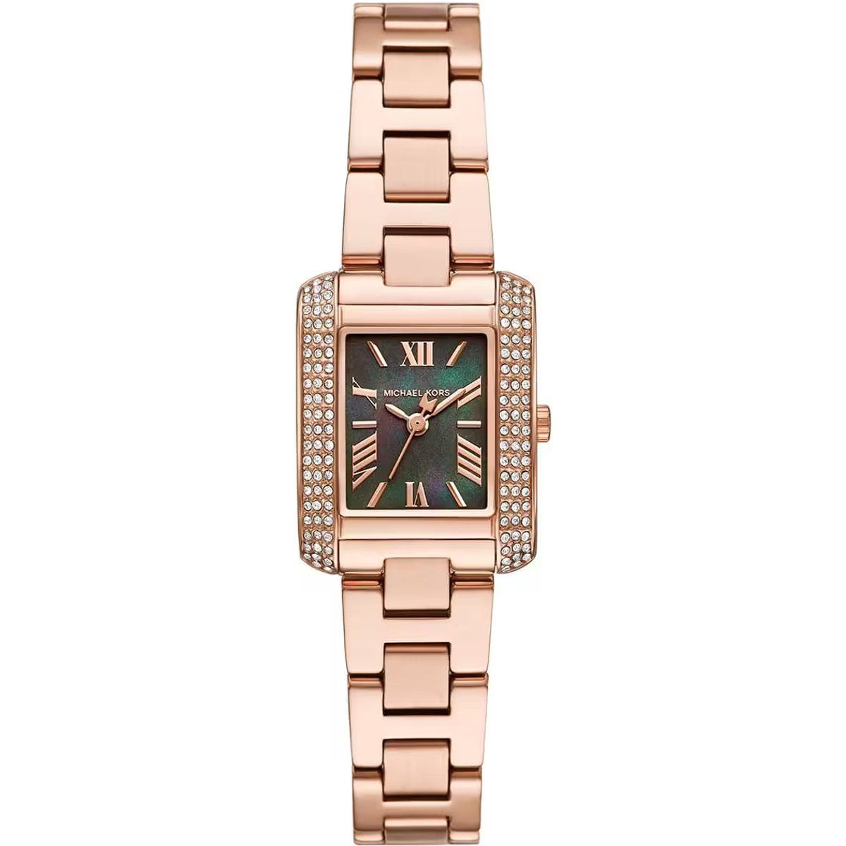 Rechteckige Armbanduhr mit Pavé-Besatz