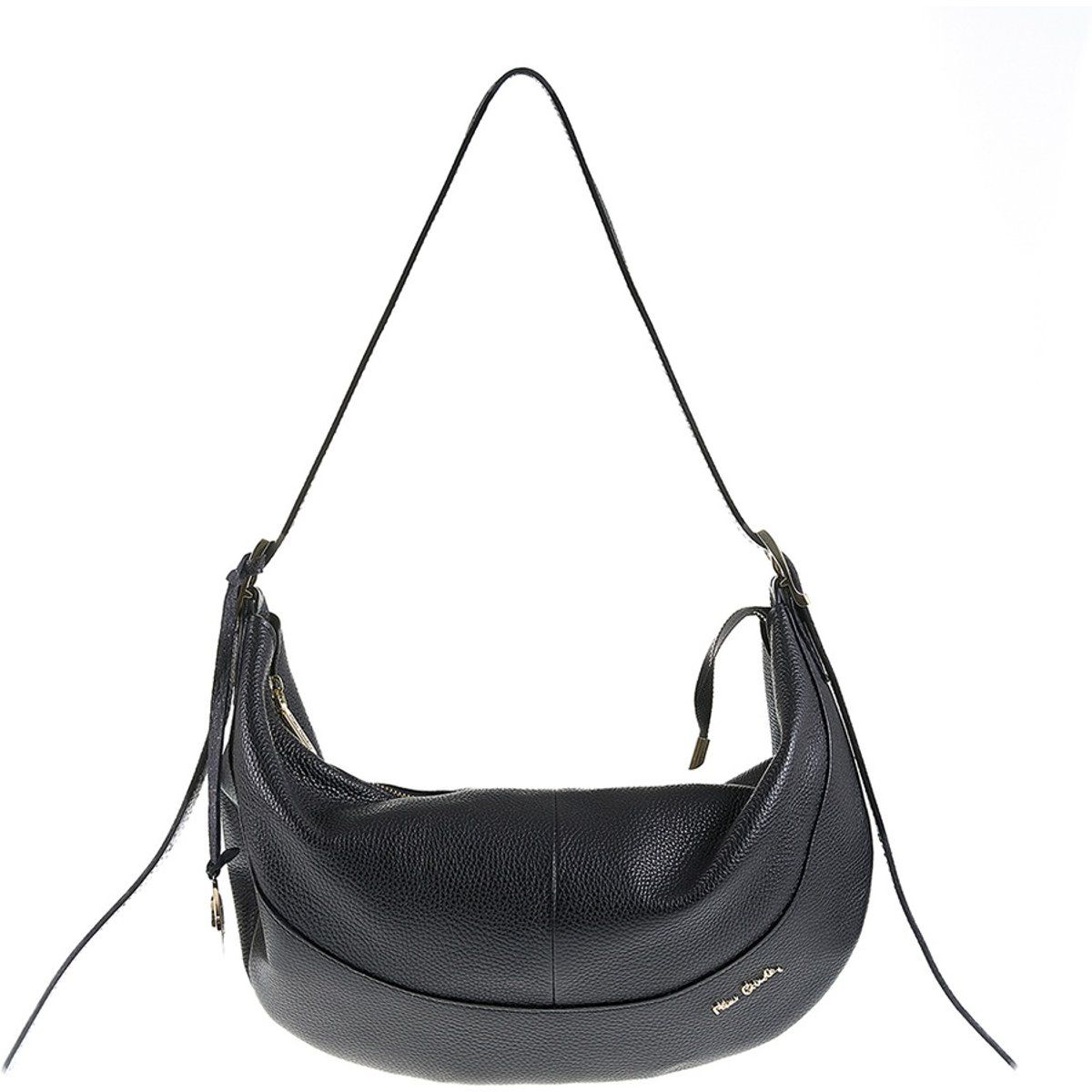 Halbmond-Hobo-Tasche aus genarbtem Leder