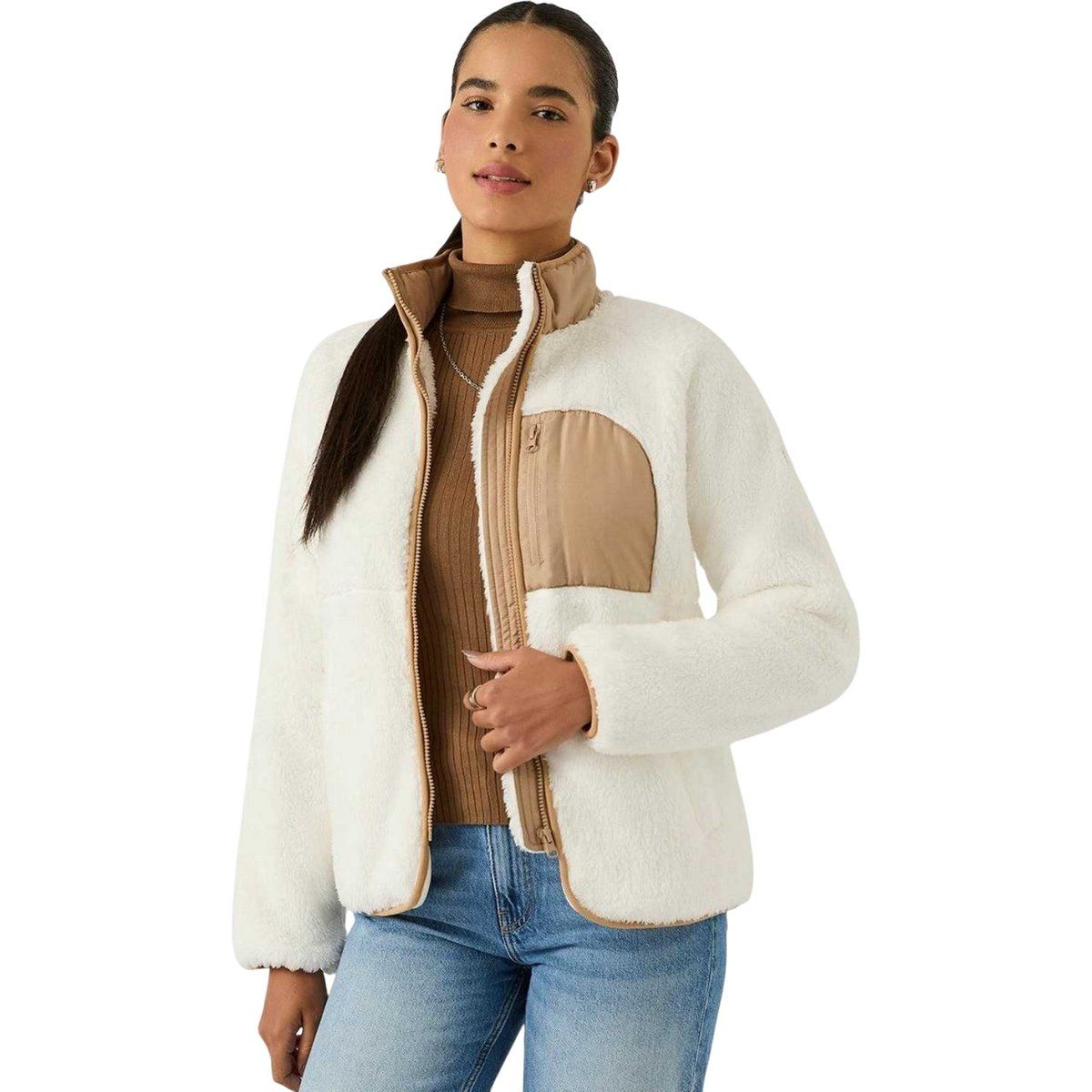 Sherpa-Zip-Up mit Kontrasttasche