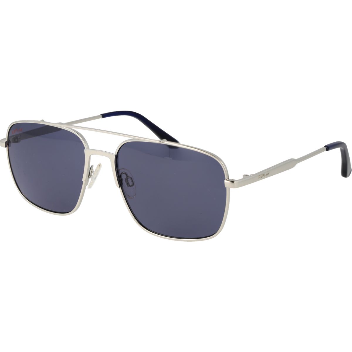 Rechteckige Metall-Sonnenbrille mit Doppelsteg