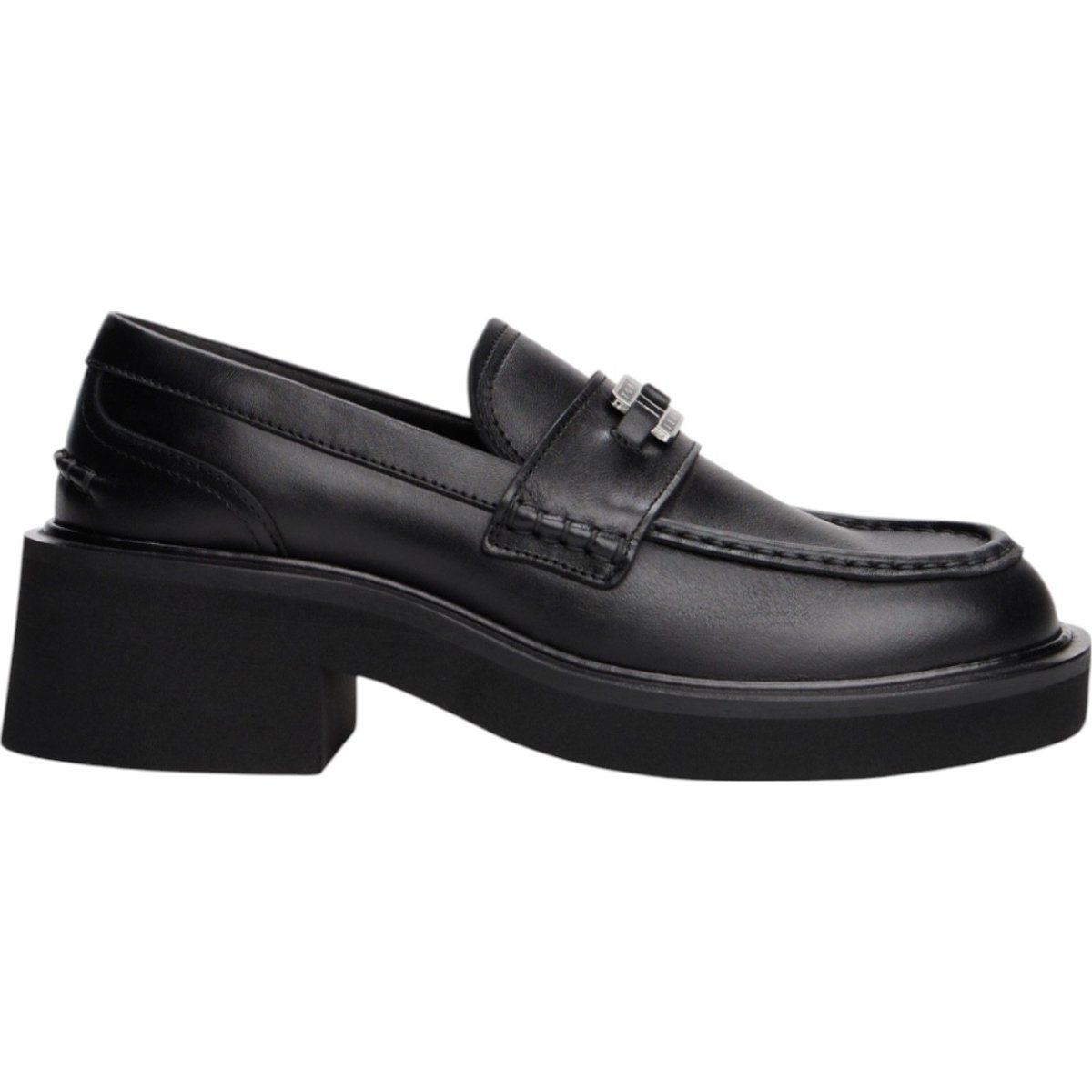 Leder-Loafer mit markantem Blockabsatz