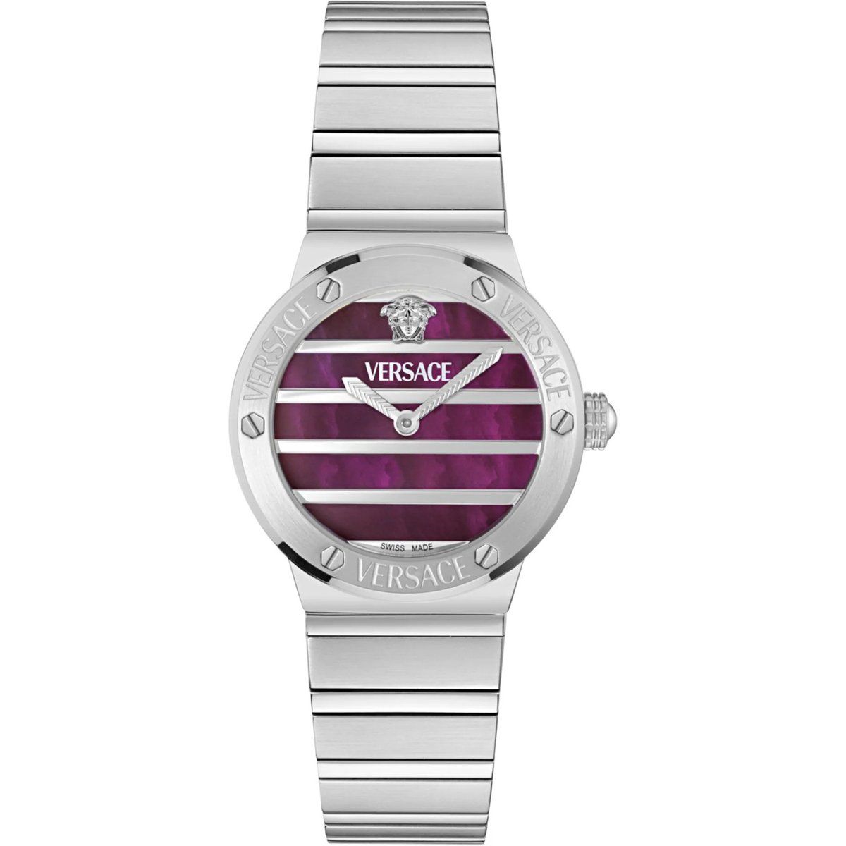 Greca Logo Uhr mit gestreiftem Zifferblatt