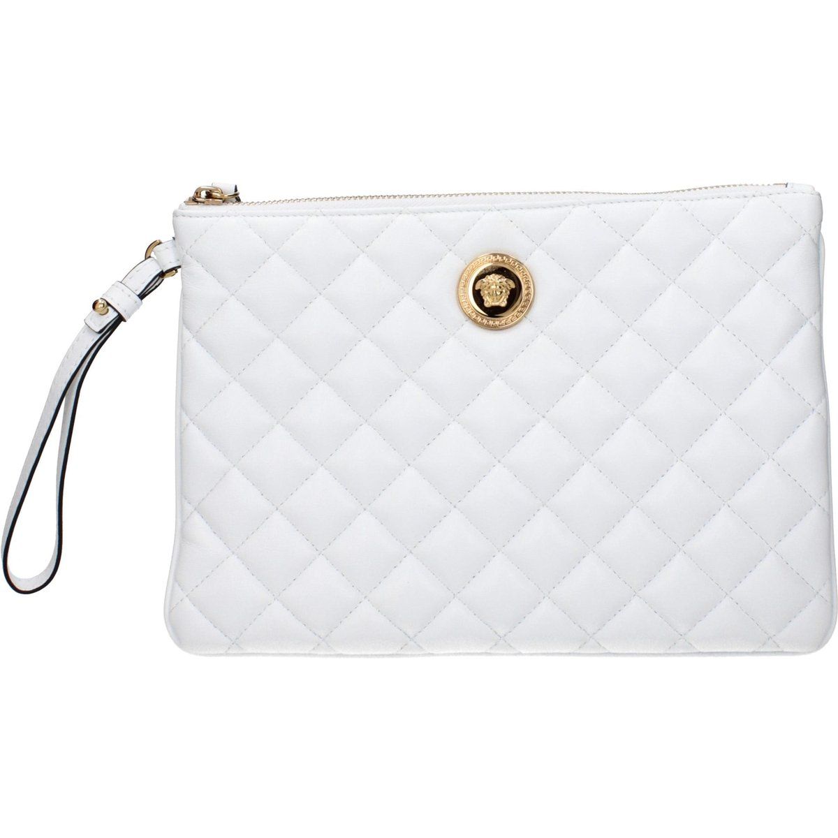 Gesteppte Leder-Clutch mit Medusa-Emblem