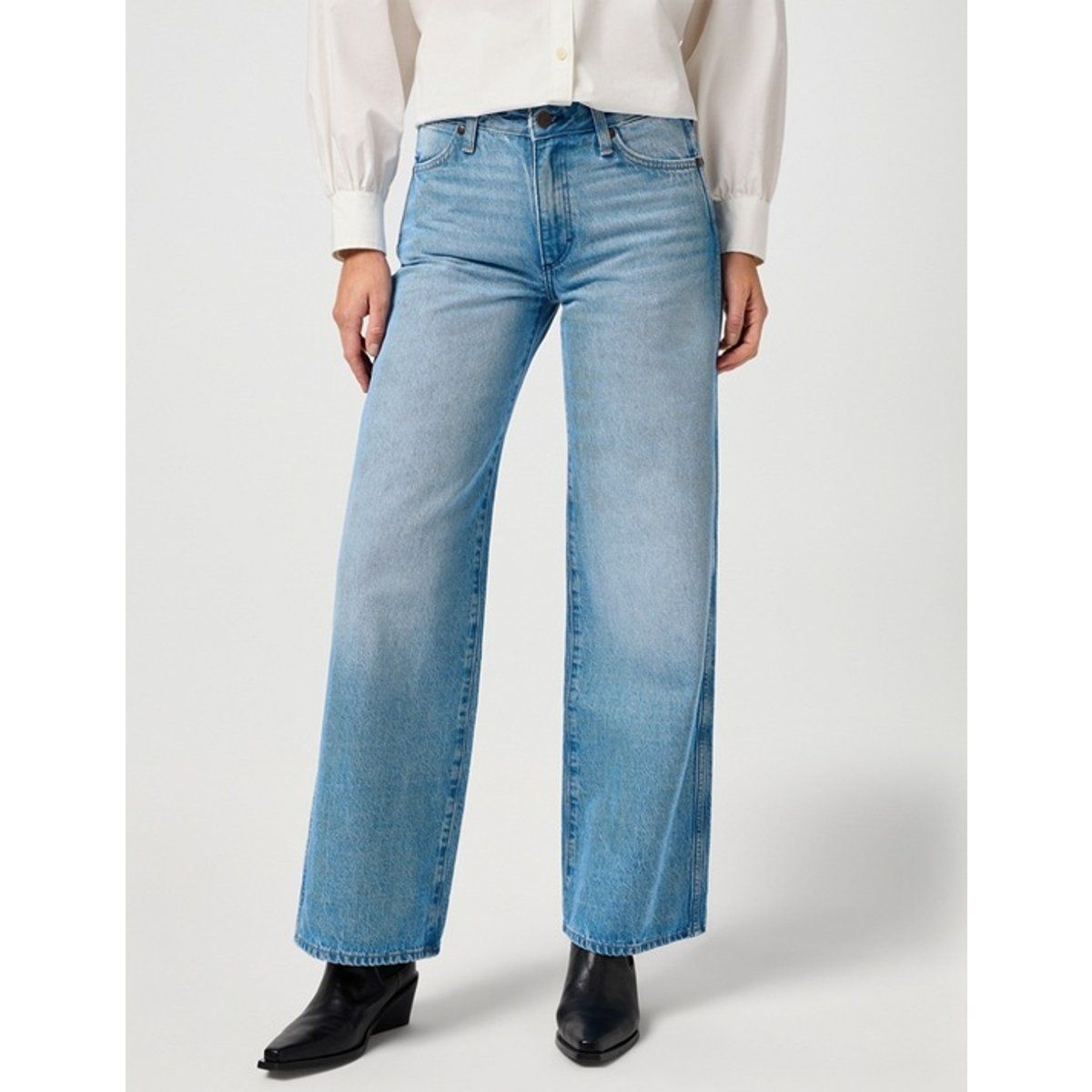 Wide-Leg-Jeans mit mittlerem Bund