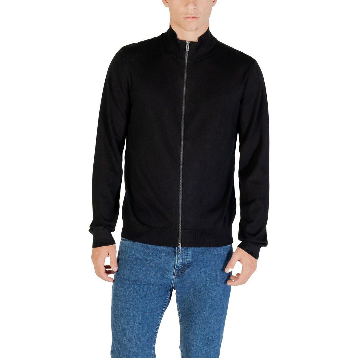 Strickjacke mit Stehkragen und Reißverschluss