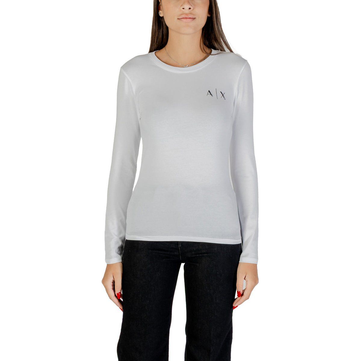 Langarmshirt mit Strass-Logo