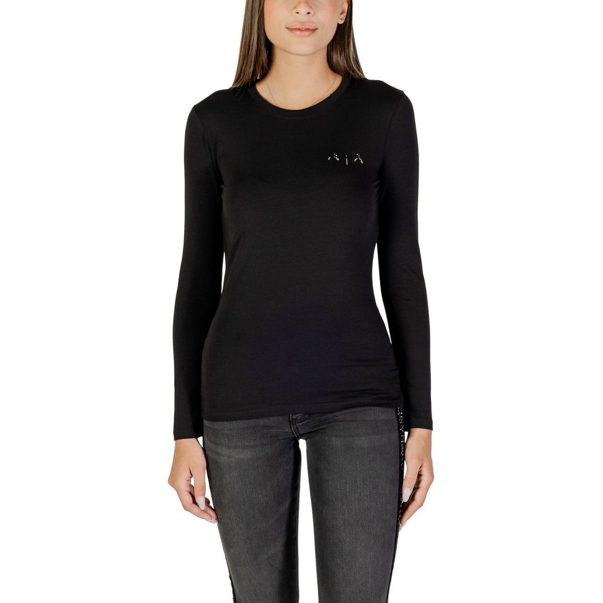 Langarmshirt mit Strassstein-Logo