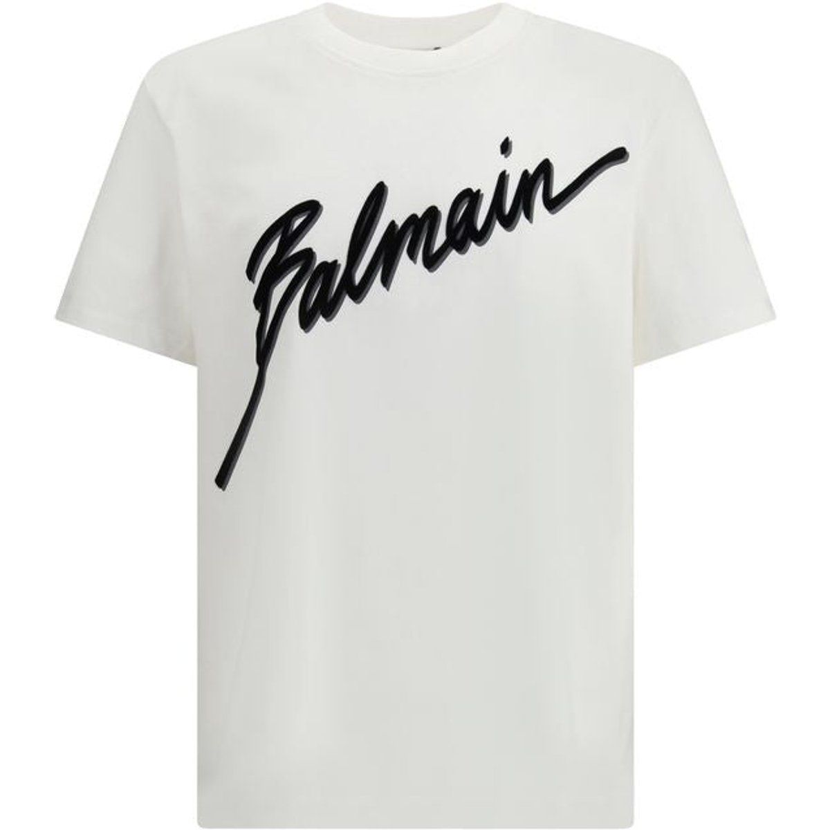 Baumwoll-T-Shirt mit Flock-Schriftzug