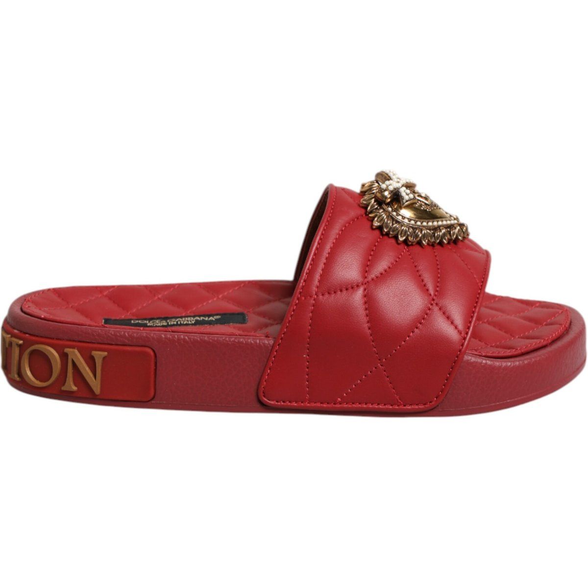 Gesteppte Ledersandalen mit Herz-Element