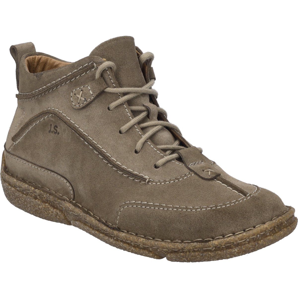 Leder-Stiefelette mit Kontrastnähten
