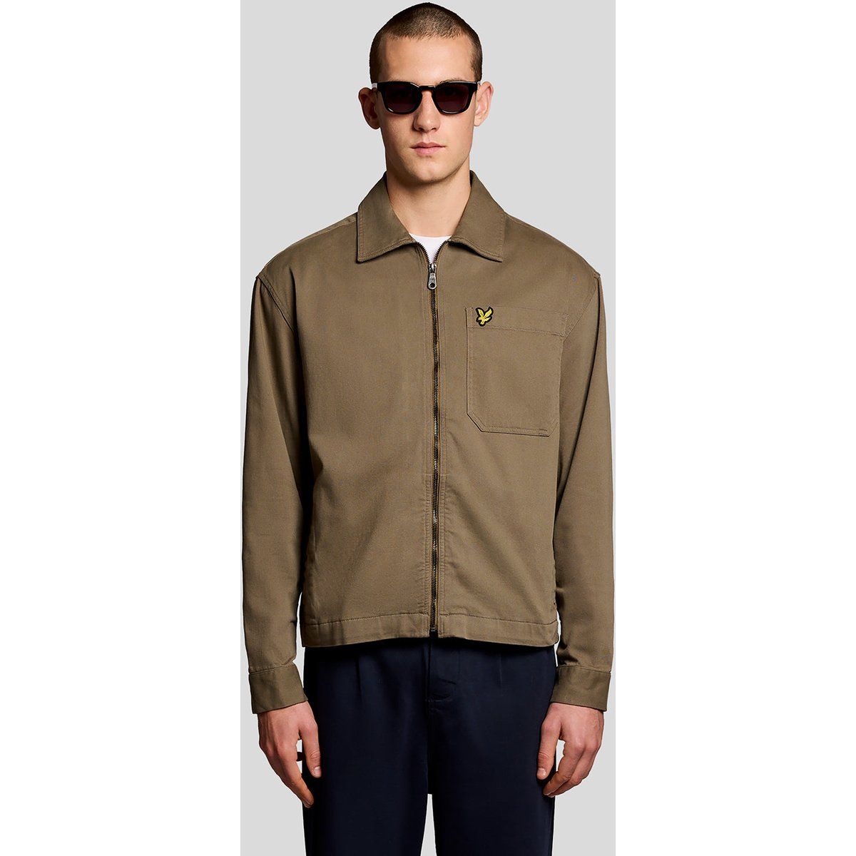 Zip-Overshirt aus Baumwoll-Mix