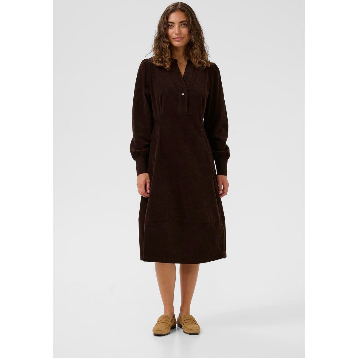 A-Linien-Midikleid aus Rippbaumwolle