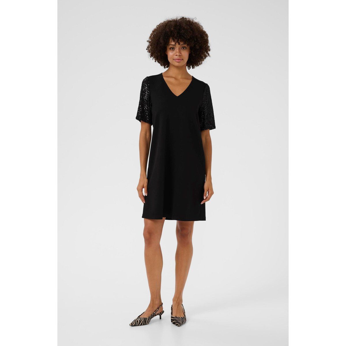 A-Linien-Kleid mit Paillettenärmeln