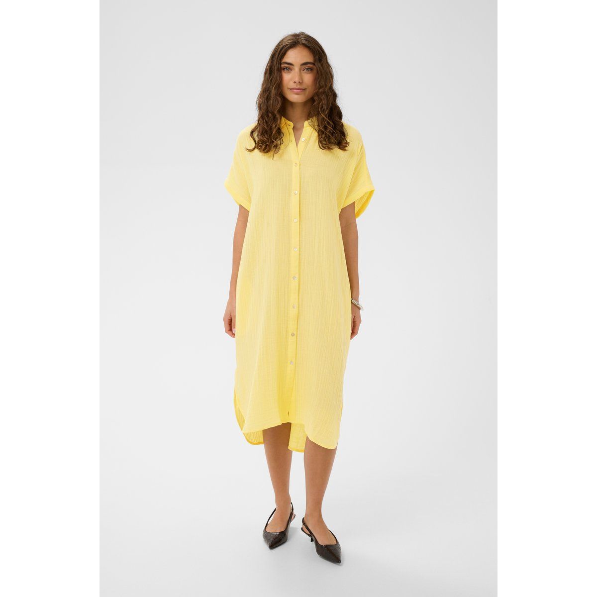 Strukturiertes Oversize Midi-Hemdblusenkleid