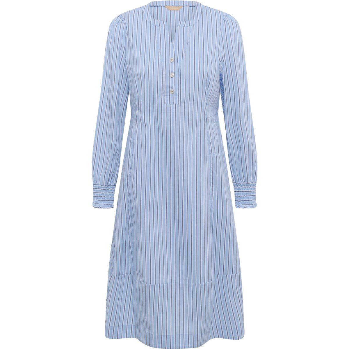 Gestreiftes Midikleid mit Smokbündchen