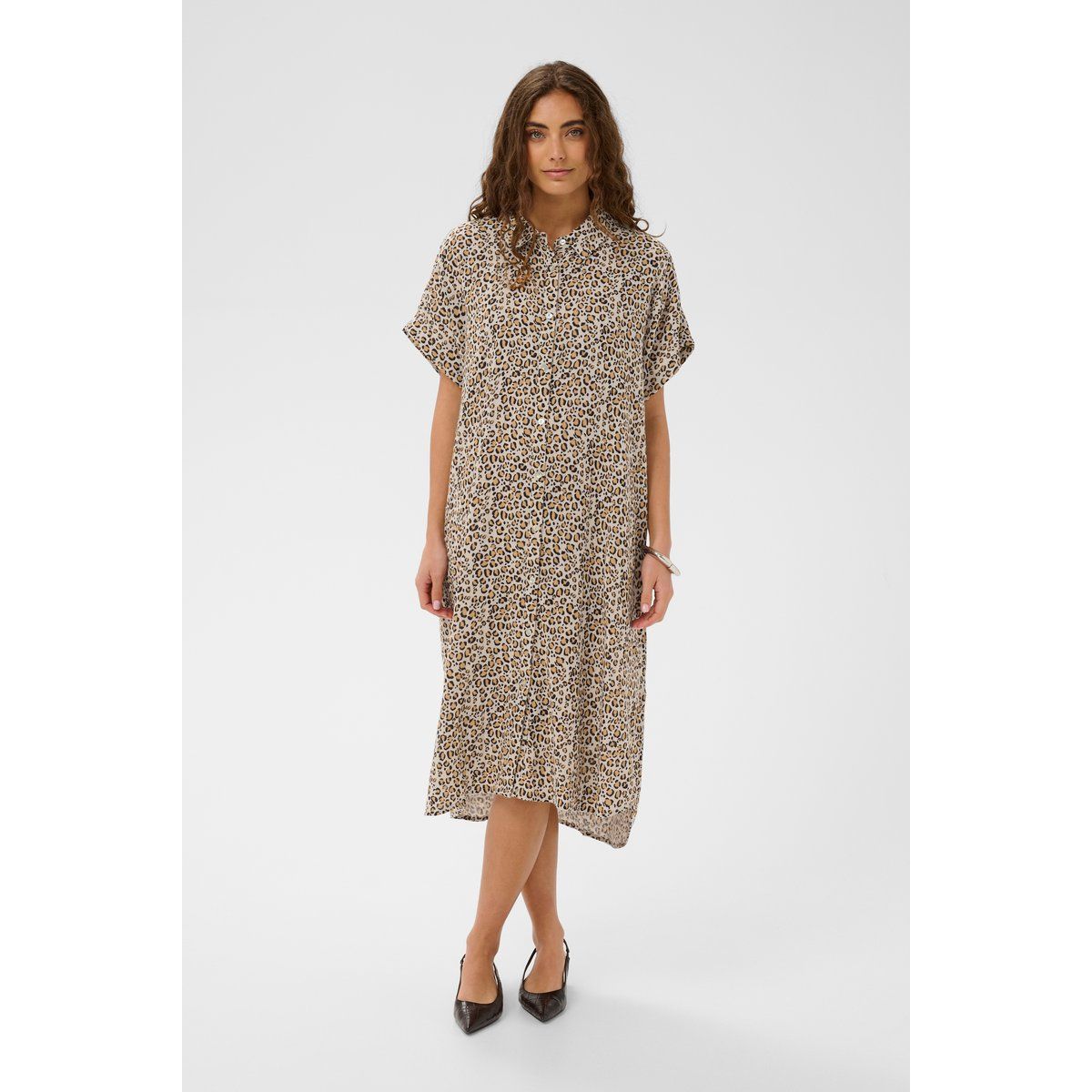 Oversize-Hemdblusenkleid mit Leopardenmuster