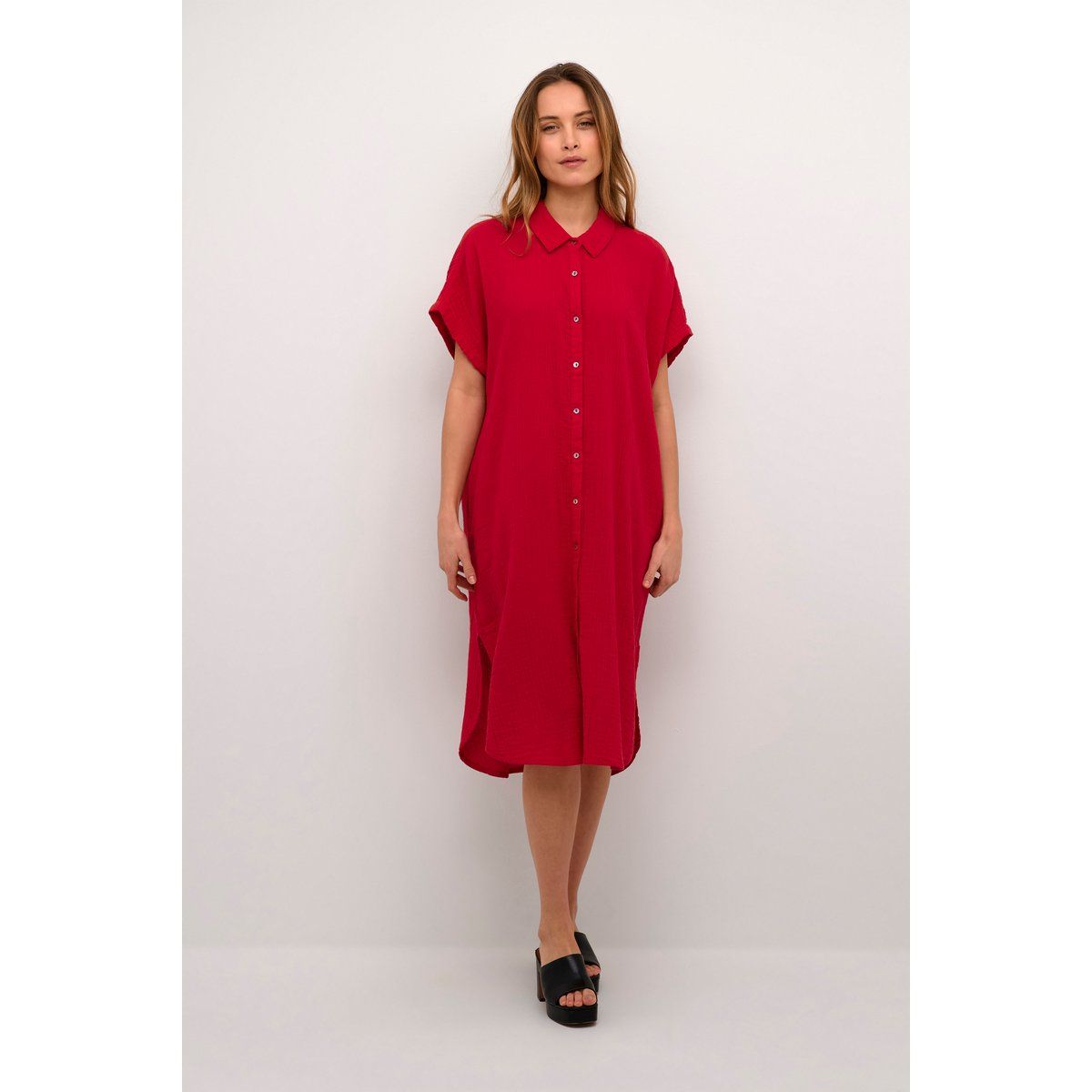 Übergroßes Hemdblusenkleid aus Baumwoll-Musselin
