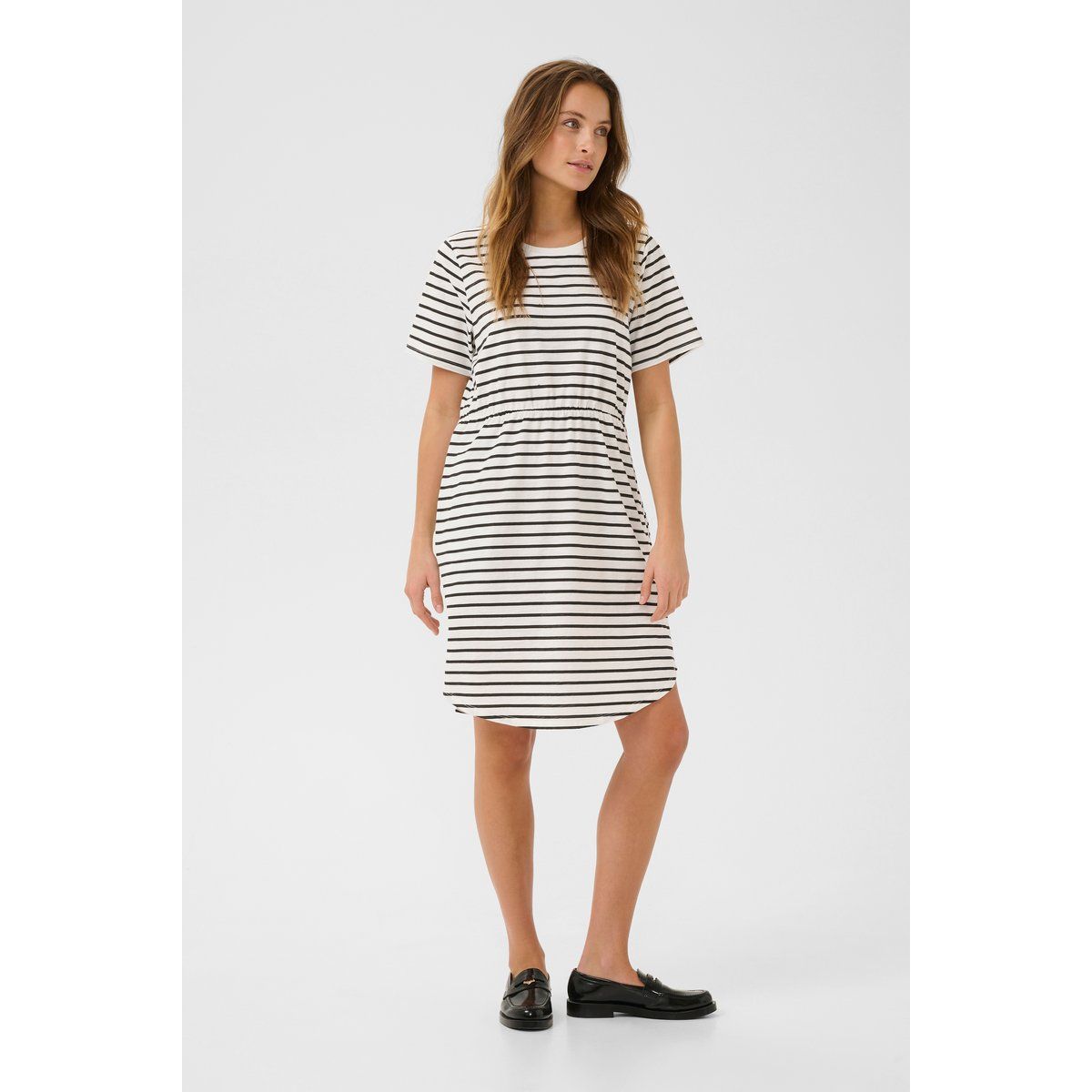 Lässiges Gestreiftes Baumwoll T-Shirt Kleid