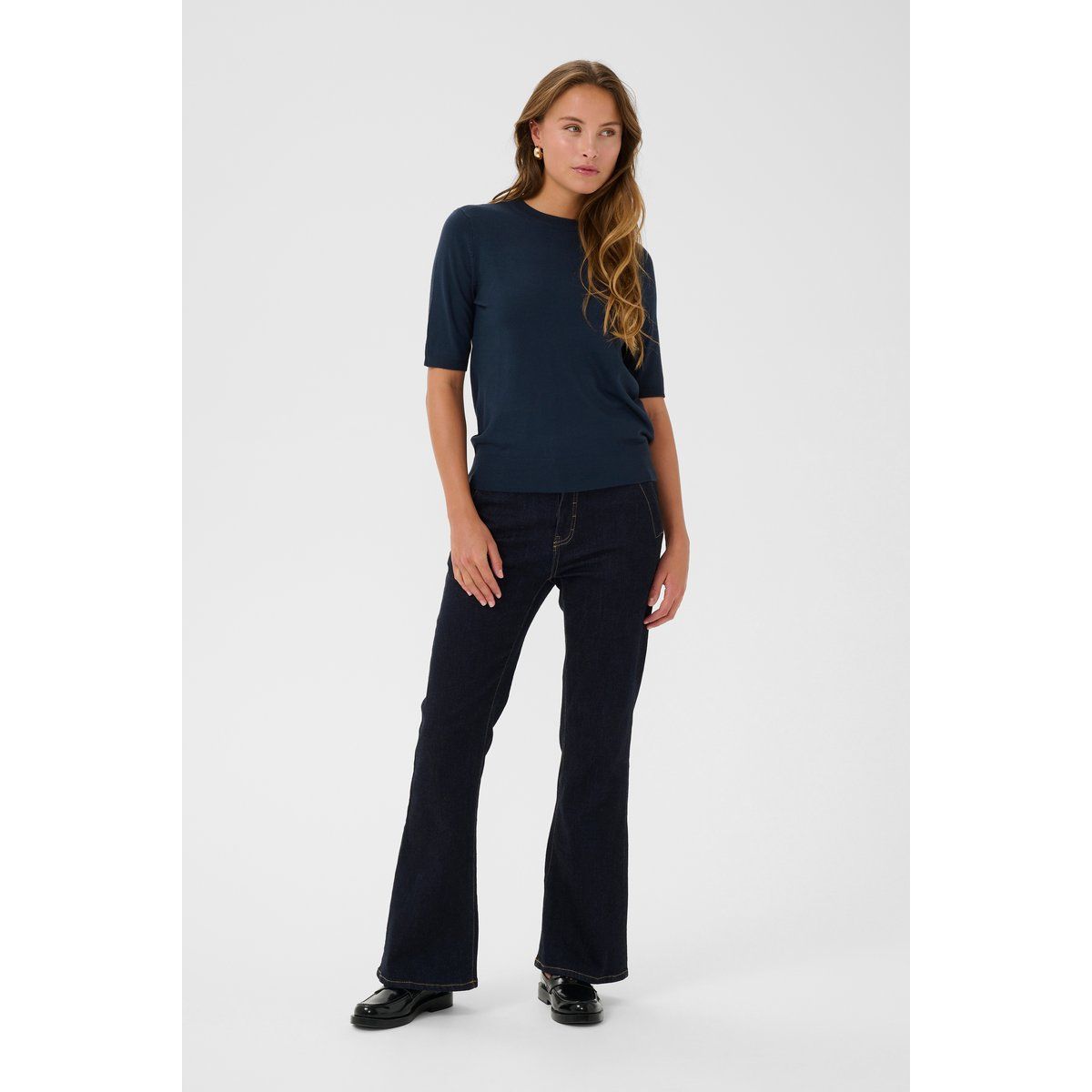 Relaxed Fit Kurzarm-Strickpullover