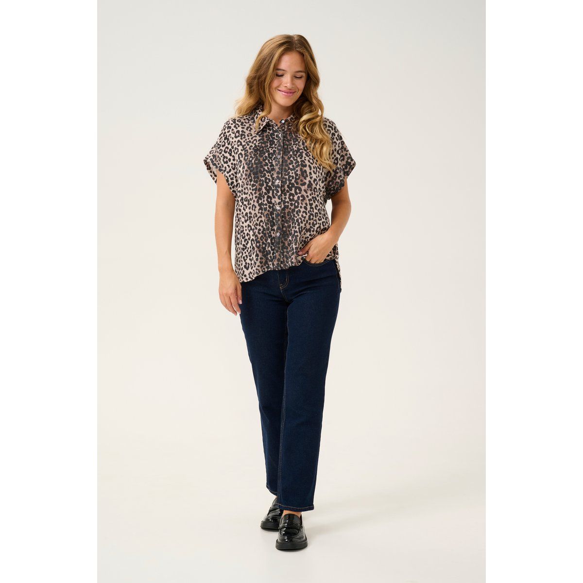 Oversize-Baumwollhemd mit Leopardenmuster