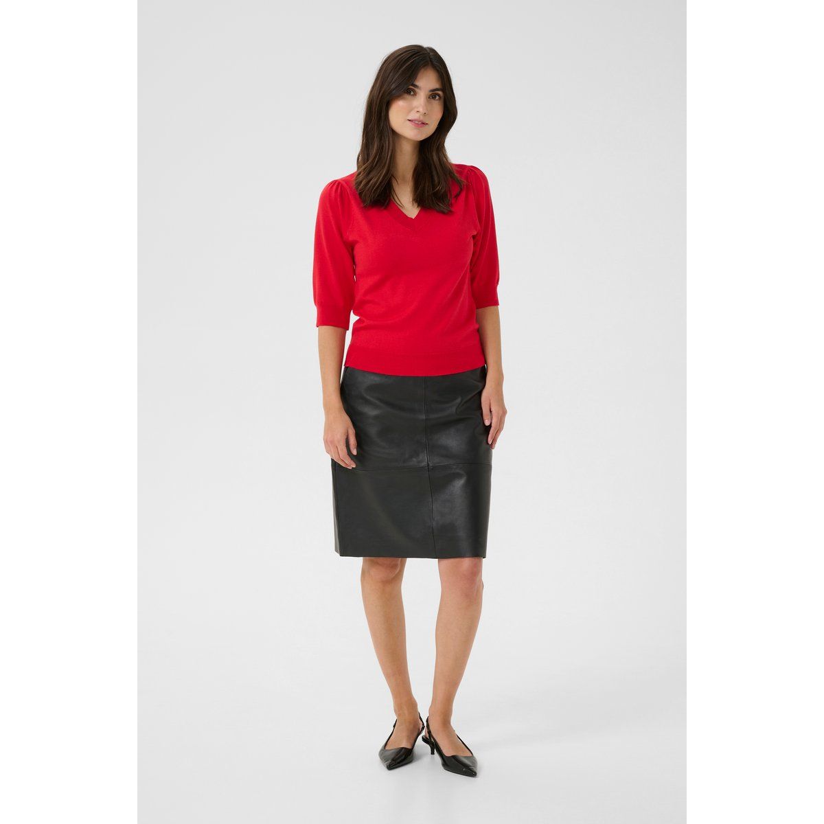 Figurbetonter V-Ausschnitt Strickpullover