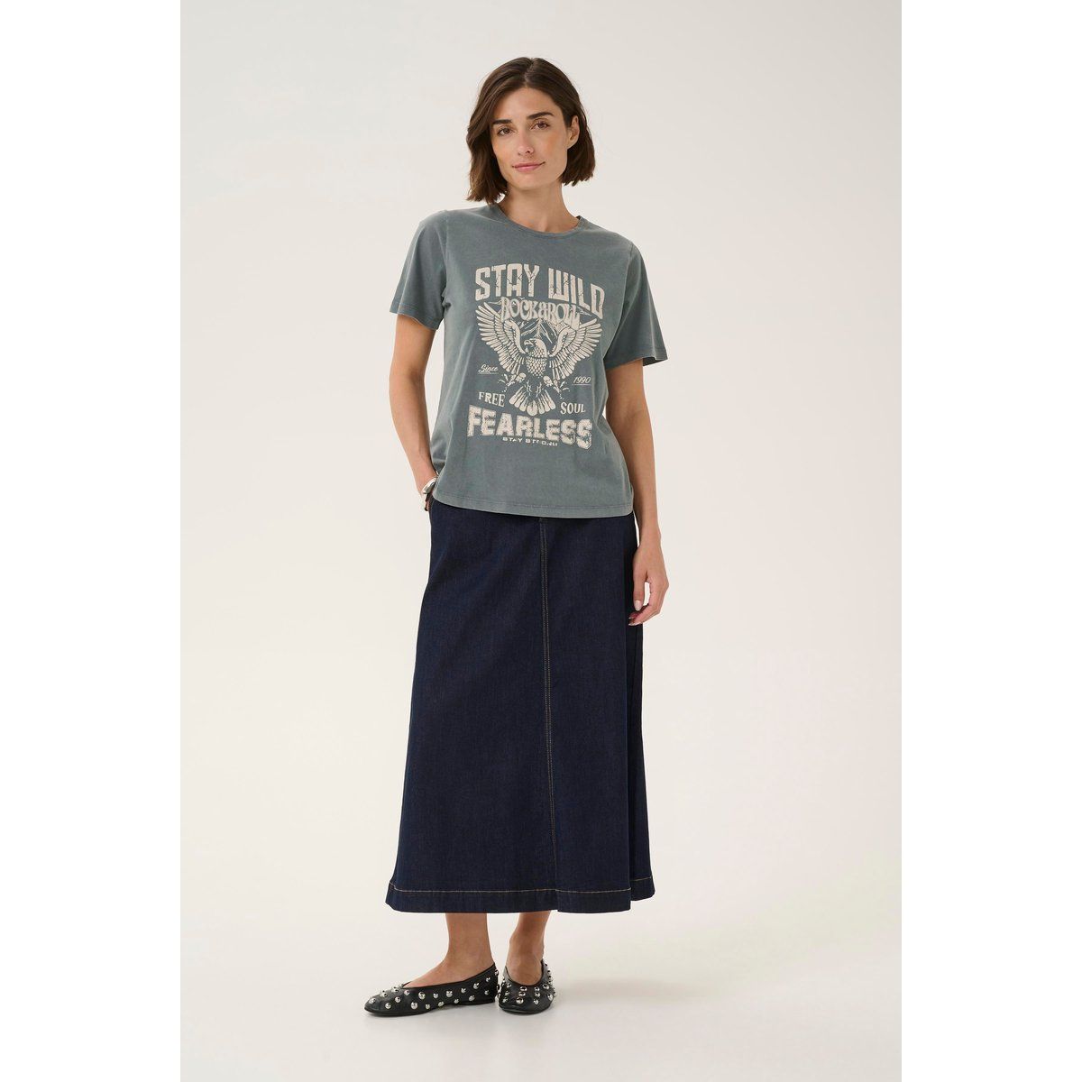 Relaxed T-Shirt mit Rock-Grafik