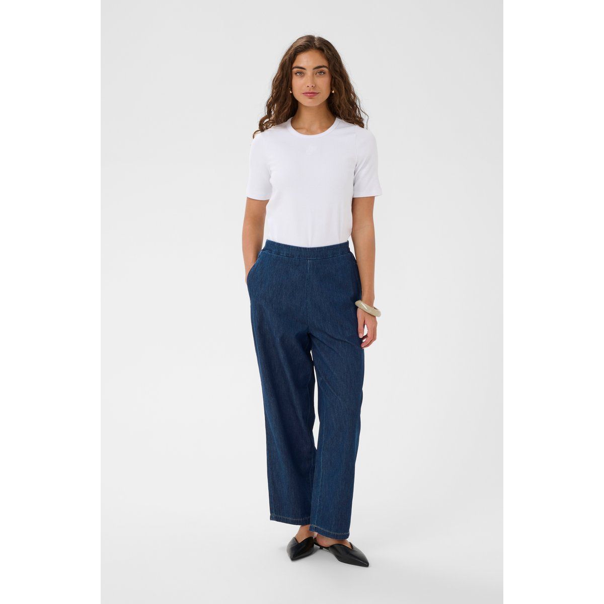 Lockere Denim-Hose in Cropped-Länge