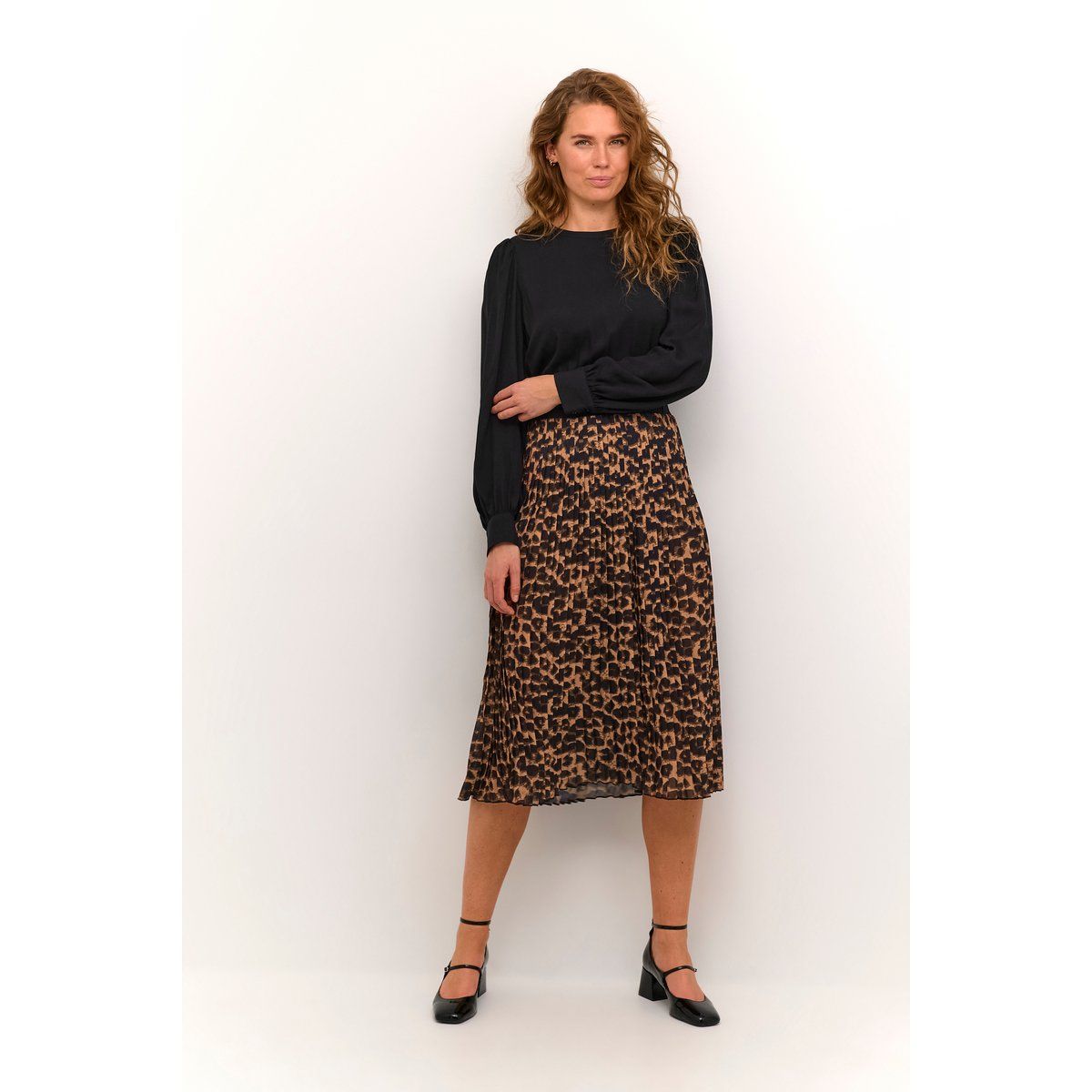 Plissiertes Midikleid mit Animalprint