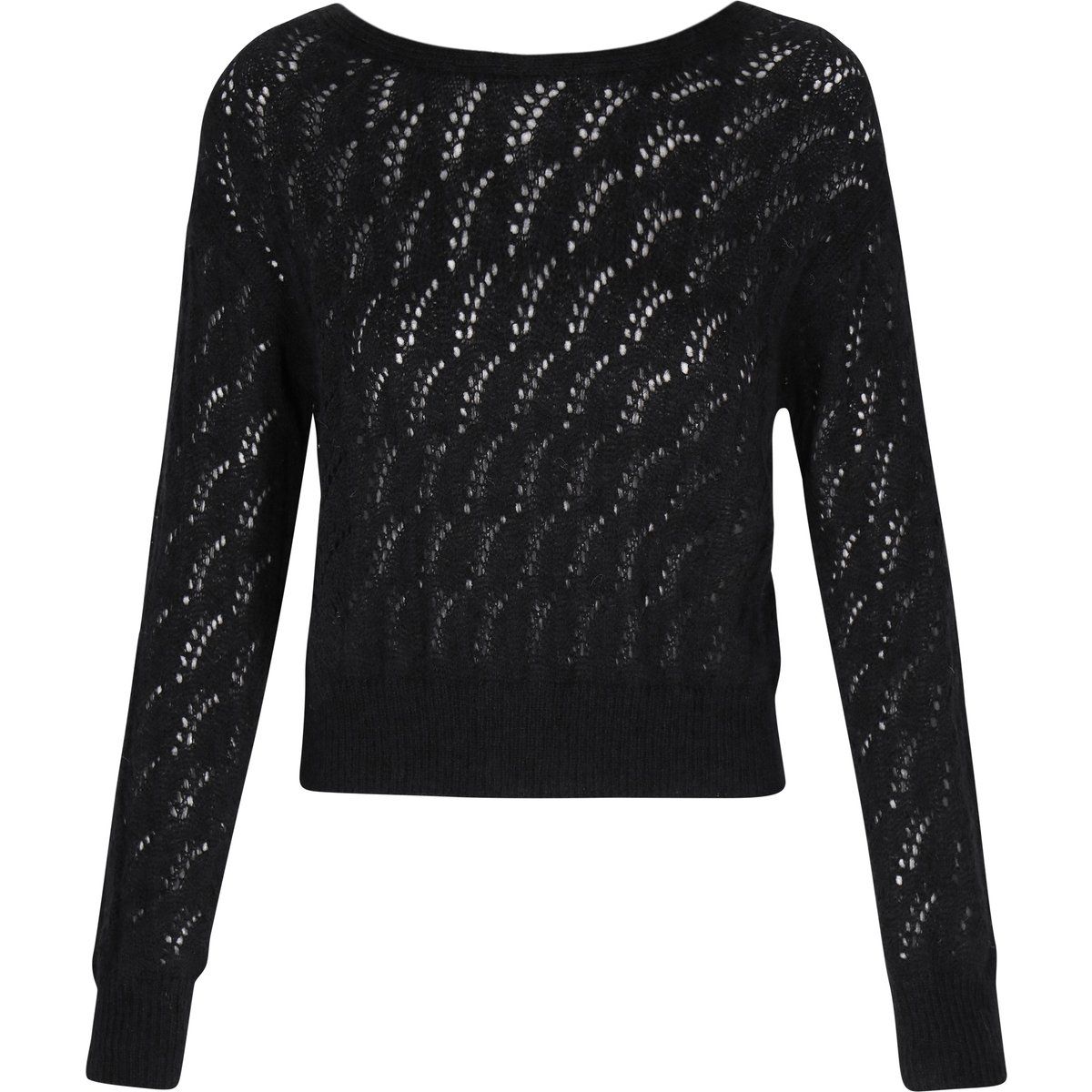 Verkürzter Strickpullover mit Lochmuster