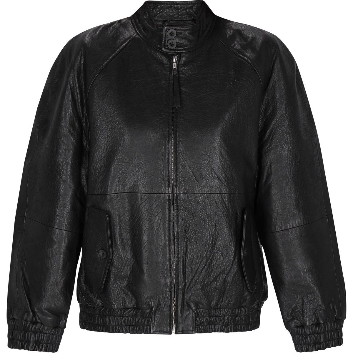 Leder-Bomberjacke mit Raglanärmeln