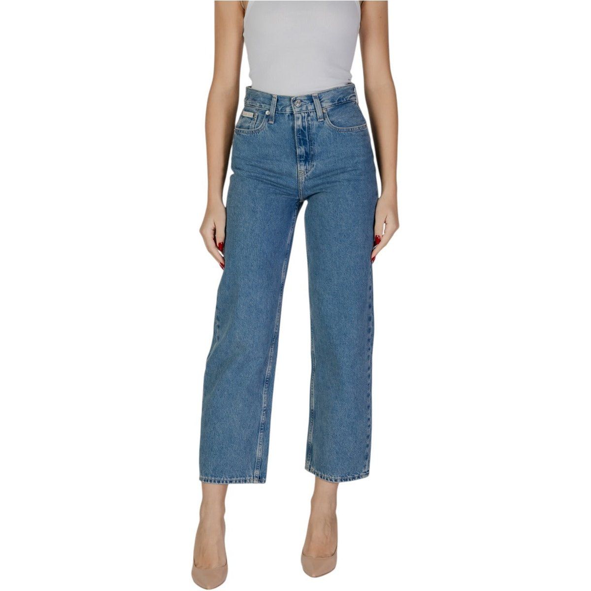 Hoch taillierte Wide-Leg Cropped-Jeans