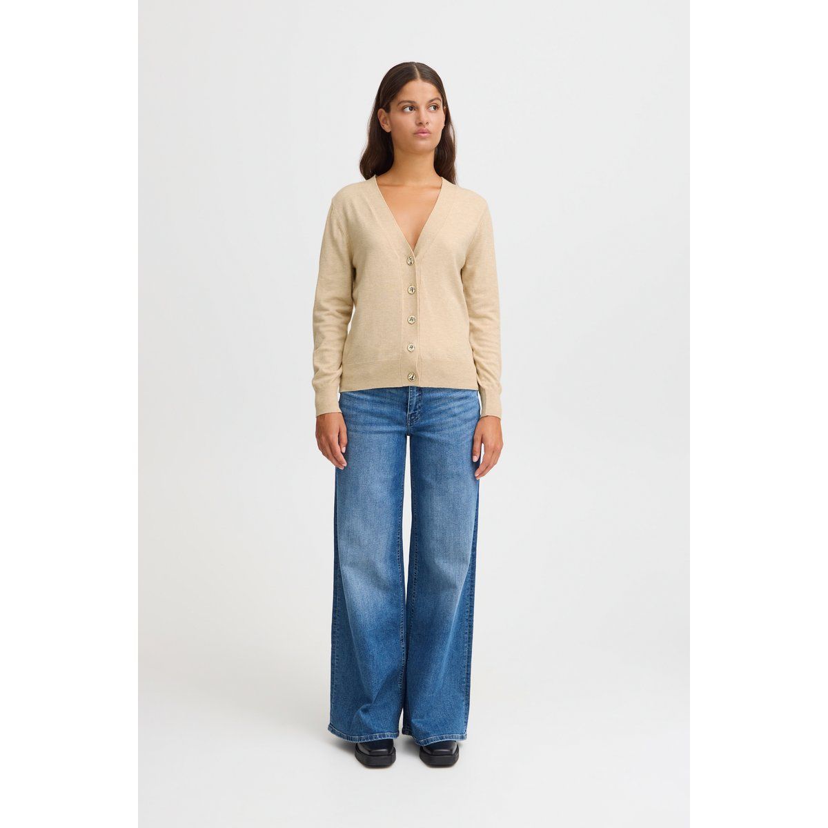 Glatter Cardigan mit V-Ausschnitt