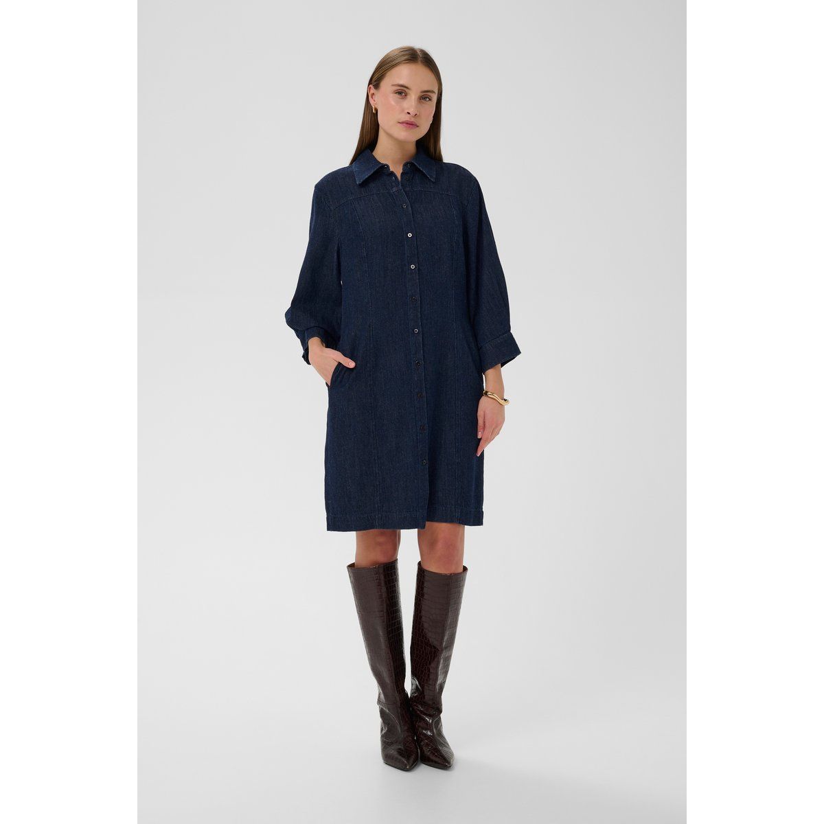 Jeanshemdkleid mit geradem Schnitt
