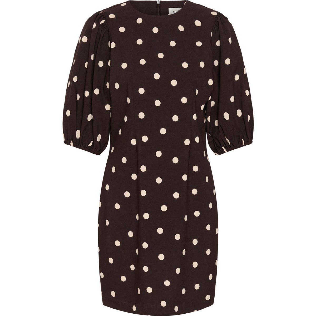 Gepunktetes Minikleid mit Puffärmeln