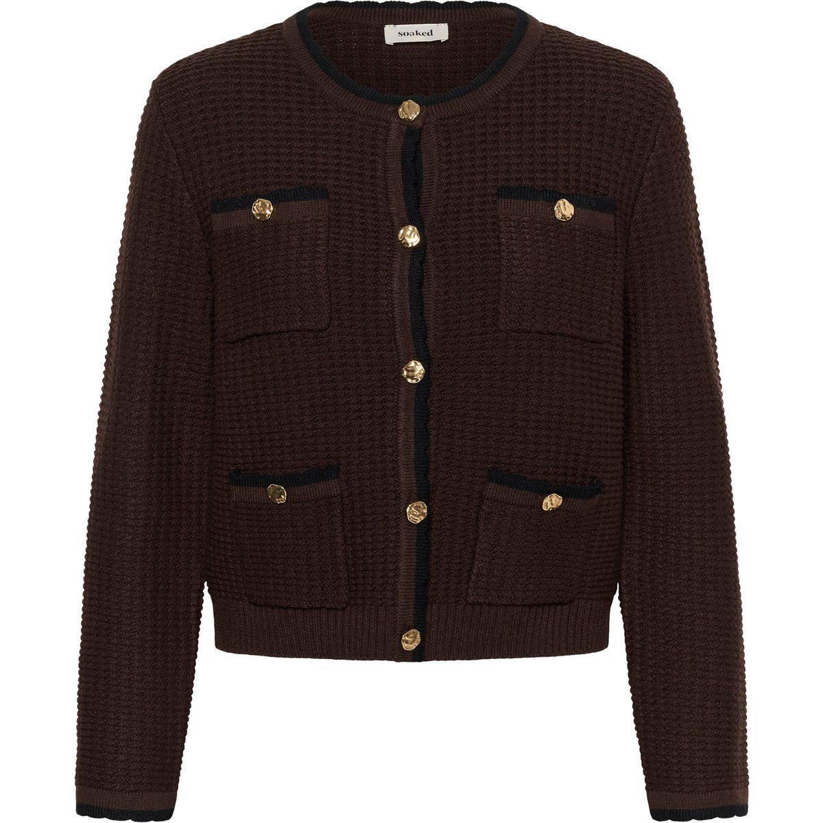 Strukturierte Strickjacke mit Goldknöpfen