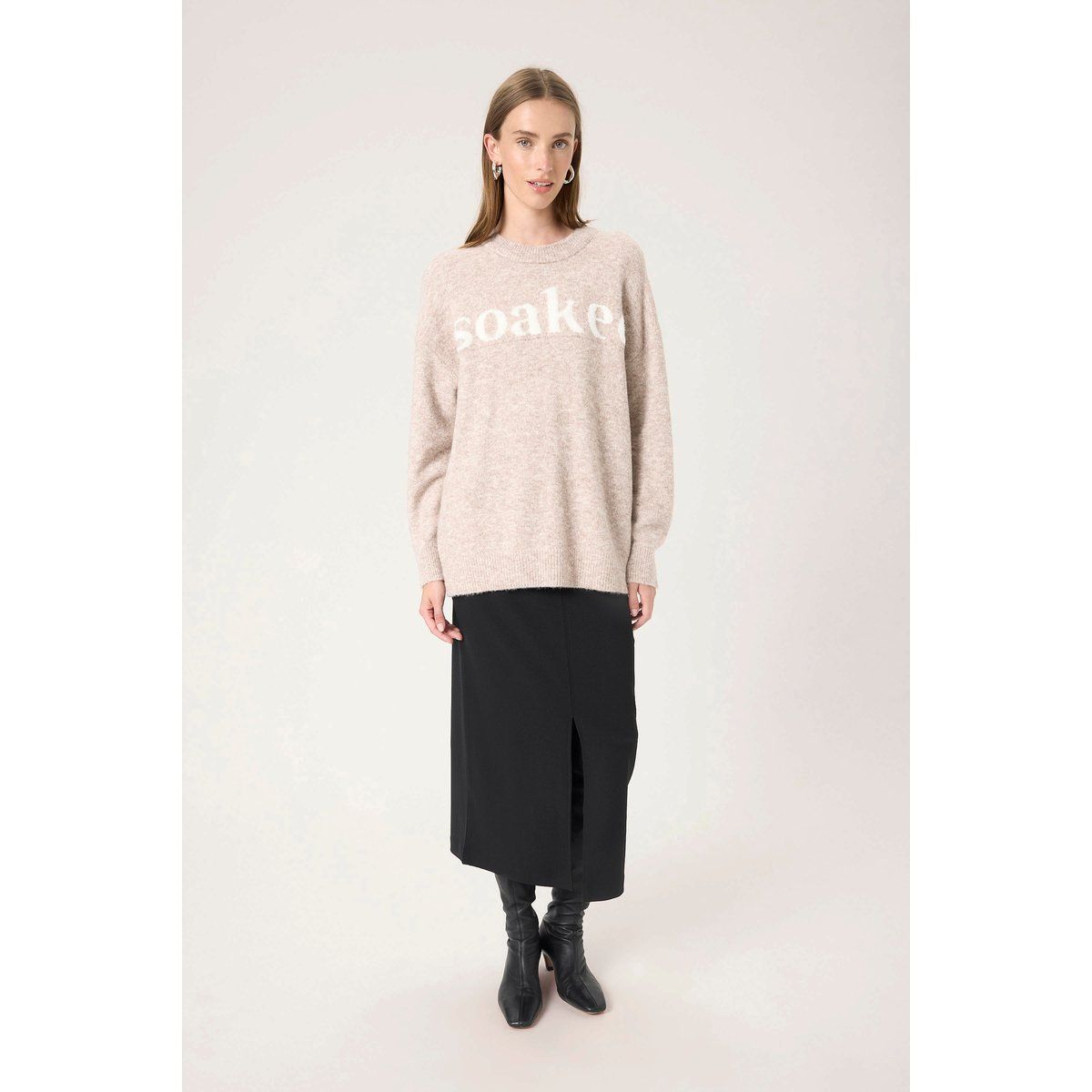 Gemütlicher Oversized Logo-Strickpullover