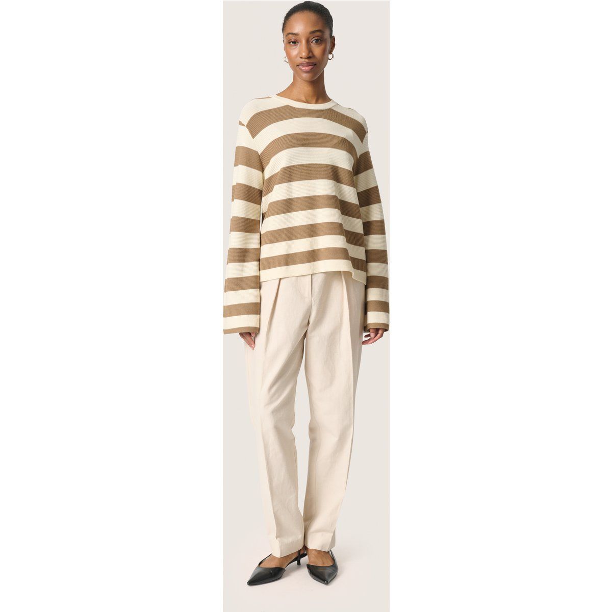 Gestreifter Strickpullover lockere Passform