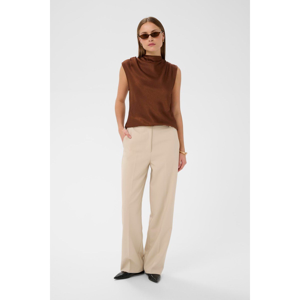 Elegante ärmellose Hochhals Bluse