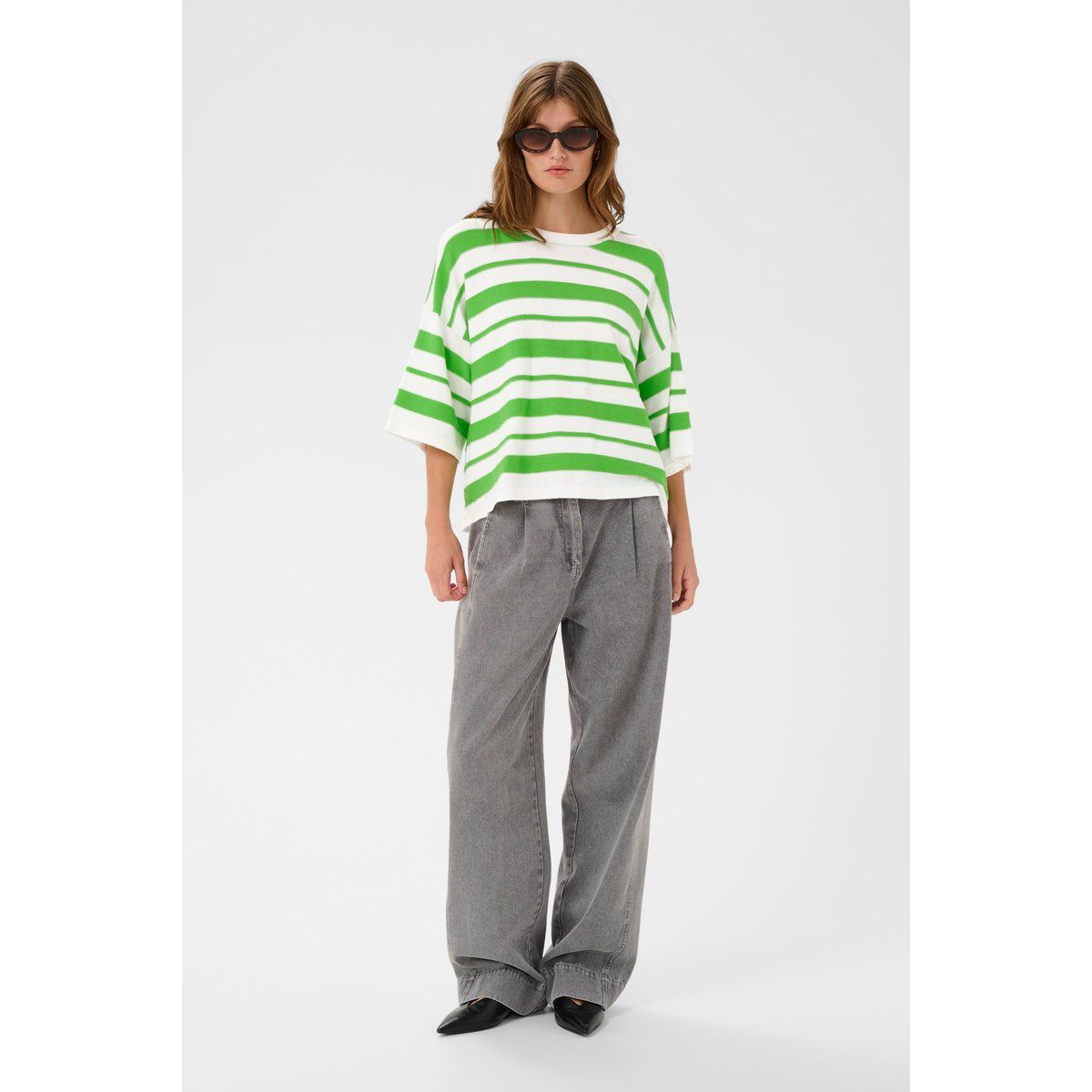Oversized Gestreifter Boxy-Strickpullover