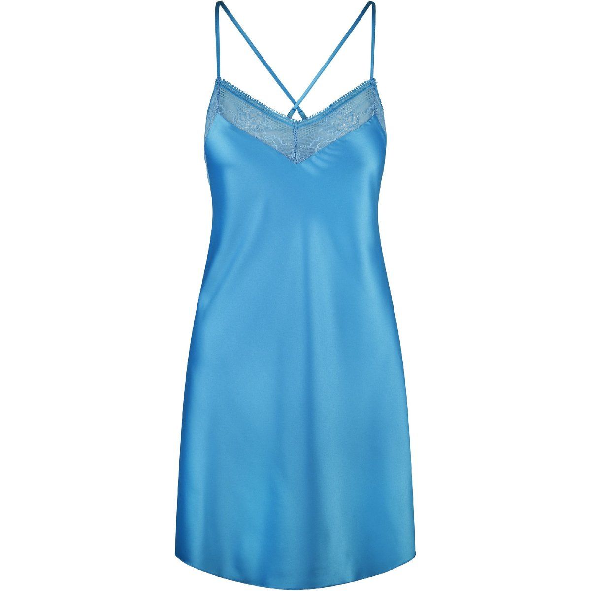 Satin-Chemise mit Spitzenbesatz